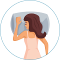 Illustration d'une dormeuse allongée sur le ventre